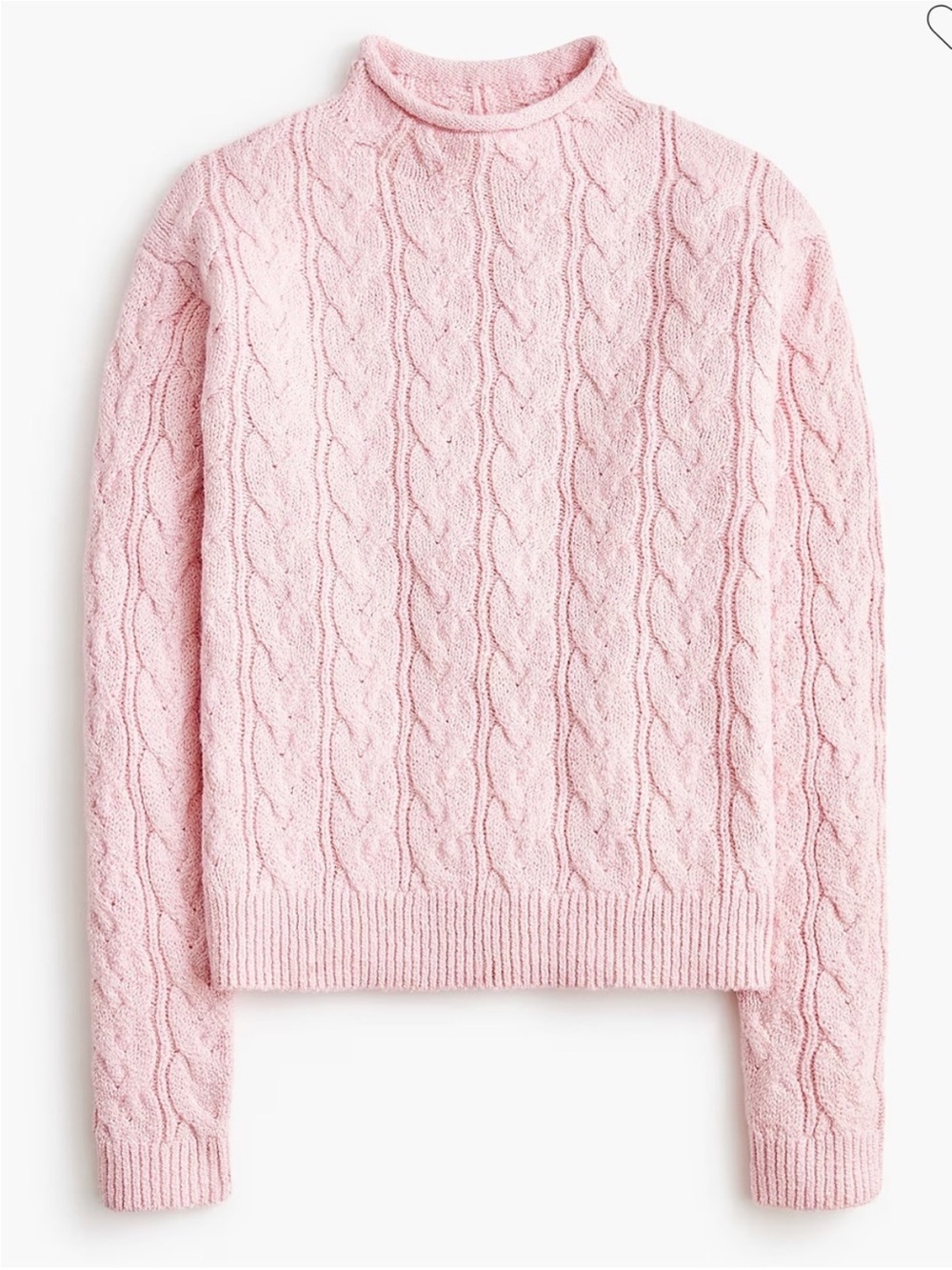 J Classic Roll Neck Cable Mockneck sweater